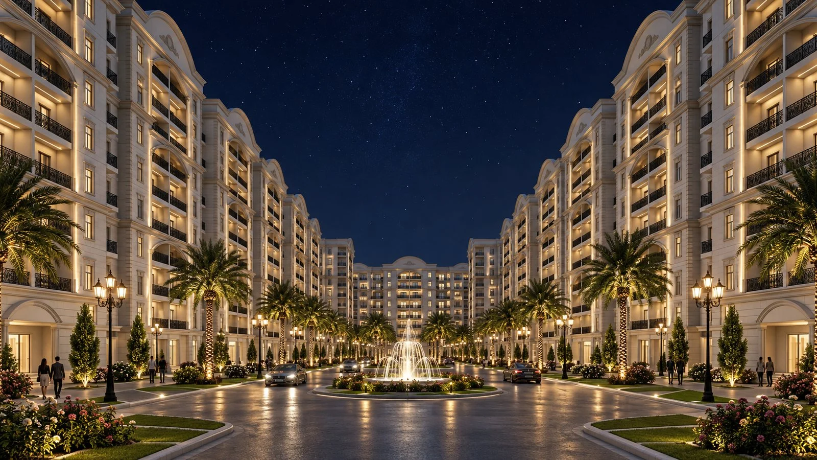 Evening boulevard at Takla's first development